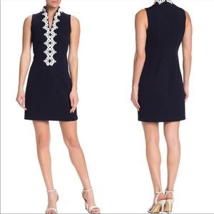 Vince Camuto Navy Embroidered Dress